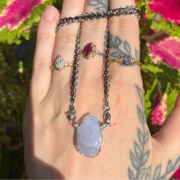 Blue lace agate interchangeable necklace - Picture 1 of 4